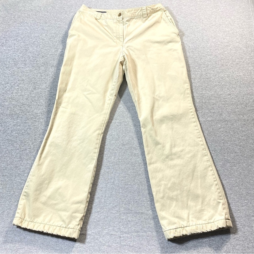 Lands End Pants Women 10 Beige Traditional Fit Mid Rise 100% Cotton Casual Chino